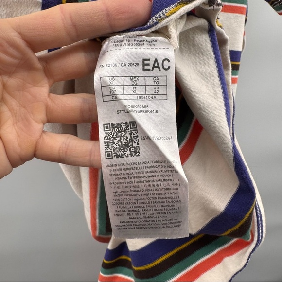 Guess 1981 Retro Multicolor Embroidered Logo Striped T Shirt Mens Vtg 90s - Picture 6 of 8